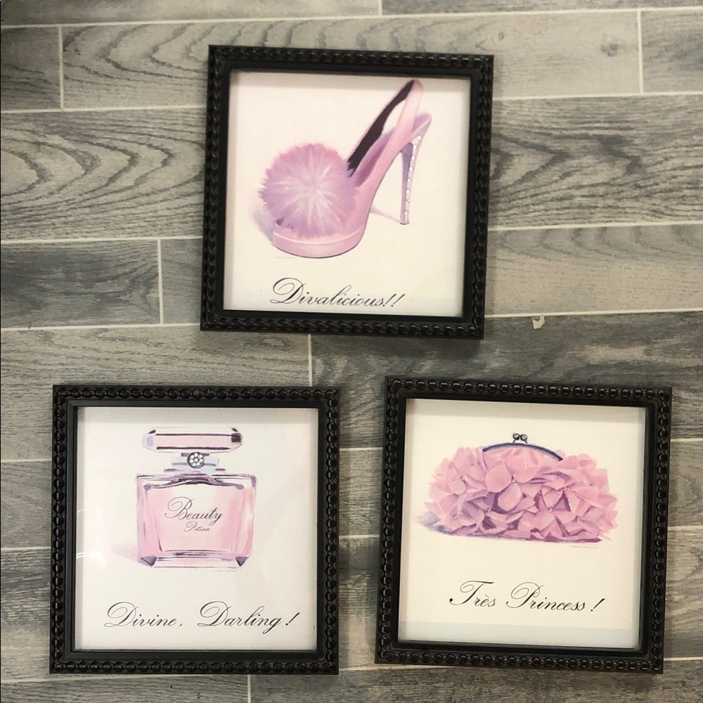 Bed Bath & Beyond Pink Glam Wall Art Set